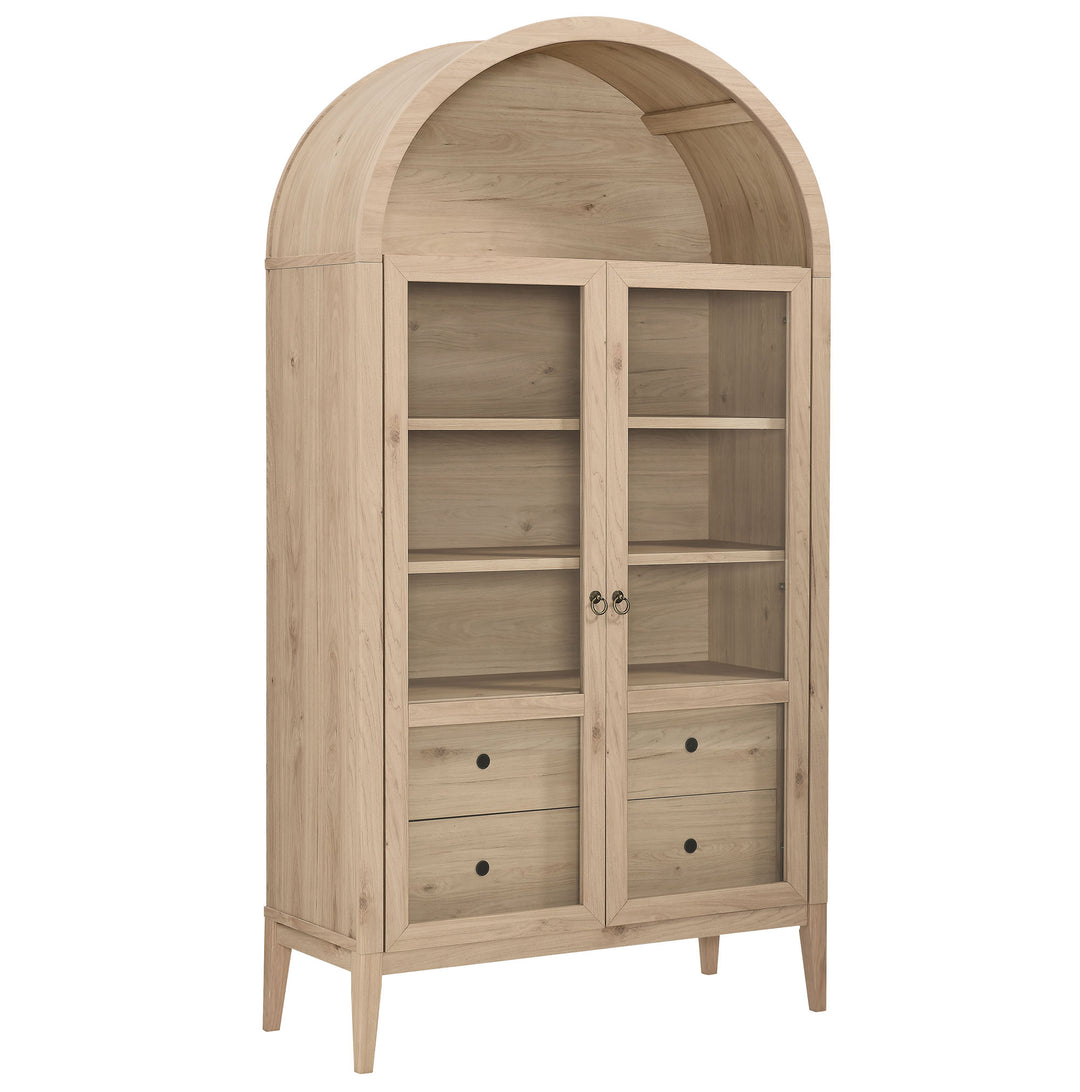 Nolan 74" Tall Wide Arched Showcase Shelving Cabinet