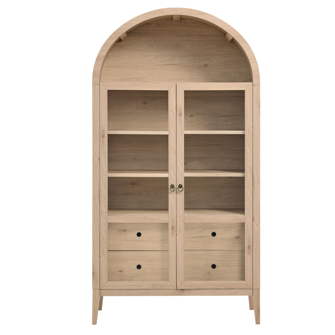 Nolan 74" Tall Wide Arched Showcase Shelving Cabinet