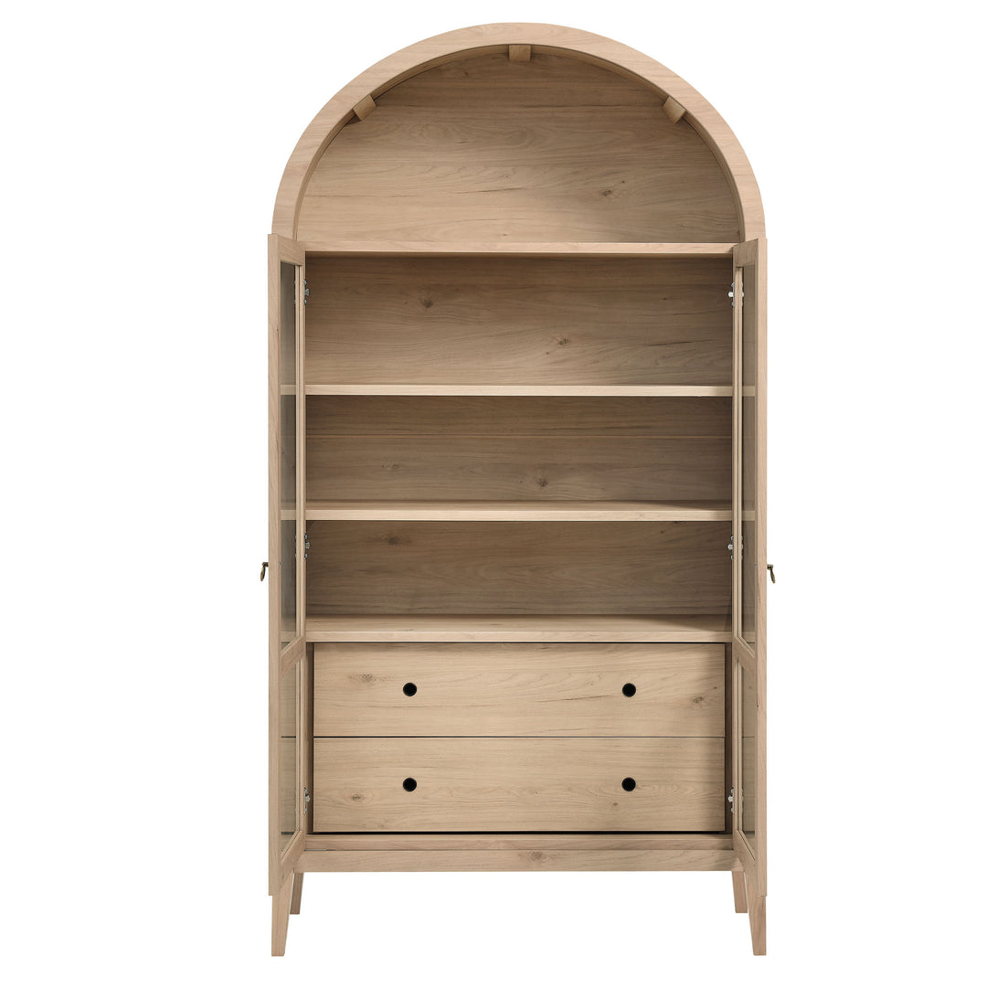 Nolan 74" Tall Wide Arched Showcase Shelving Cabinet