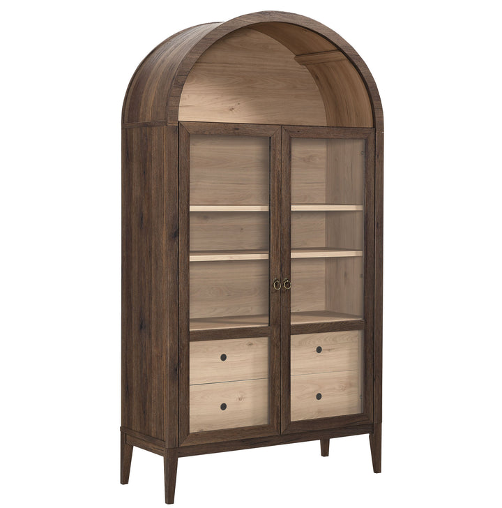 Nolan 74" Tall Wide Arched Showcase Shelving Cabinet