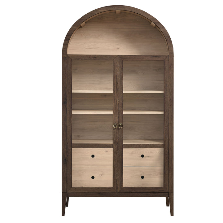 Nolan 74" Tall Wide Arched Showcase Shelving Cabinet