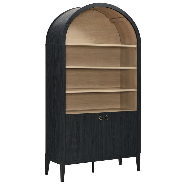 Nolan 74" Tall Wide Arched Shelving Display Cabinet Bookshelf