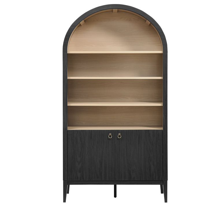 Nolan 74" Tall Wide Arched Shelving Display Cabinet Bookshelf