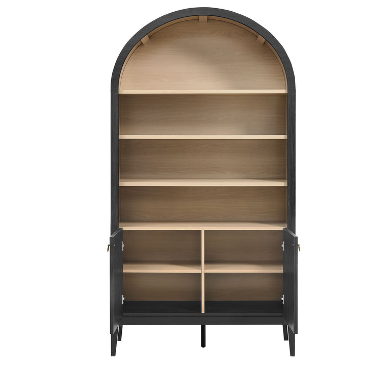 Nolan 74" Tall Wide Arched Shelving Display Cabinet Bookshelf