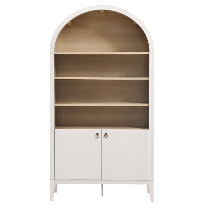 Nolan 74" Tall Wide Arched Shelving Display Cabinet Bookshelf