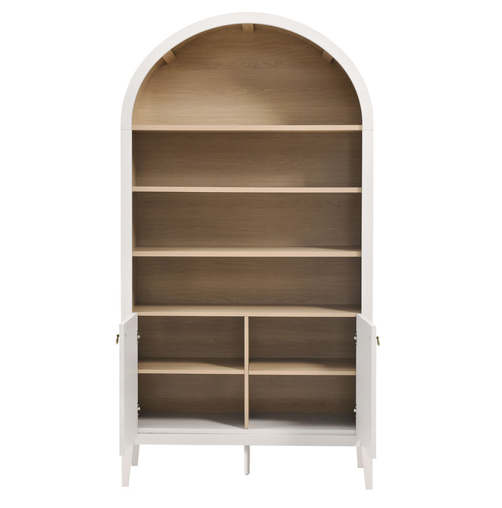 Nolan 74" Tall Wide Arched Shelving Display Cabinet Bookshelf