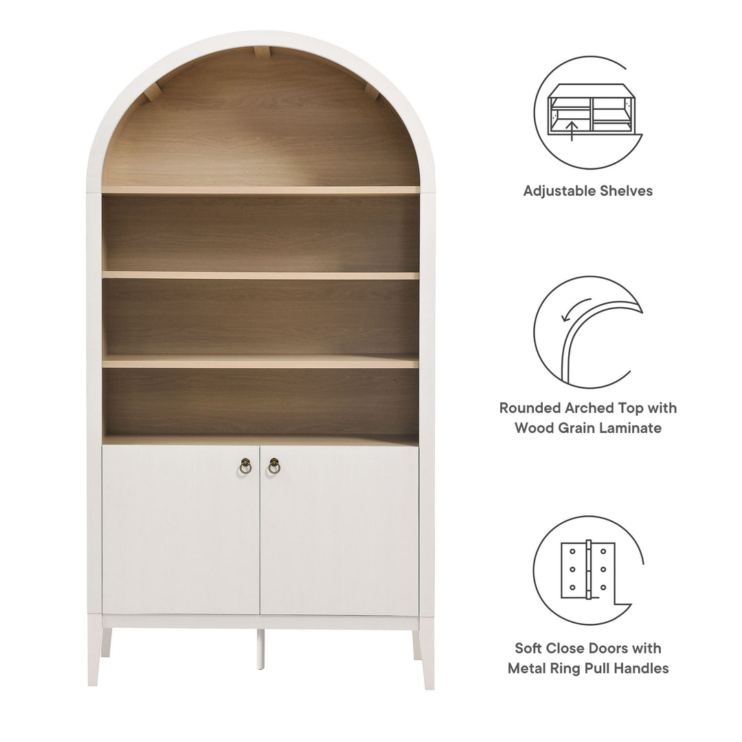 Nolan 74" Tall Wide Arched Shelving Display Cabinet Bookshelf