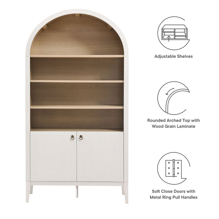 Nolan 74" Tall Wide Arched Shelving Display Cabinet Bookshelf