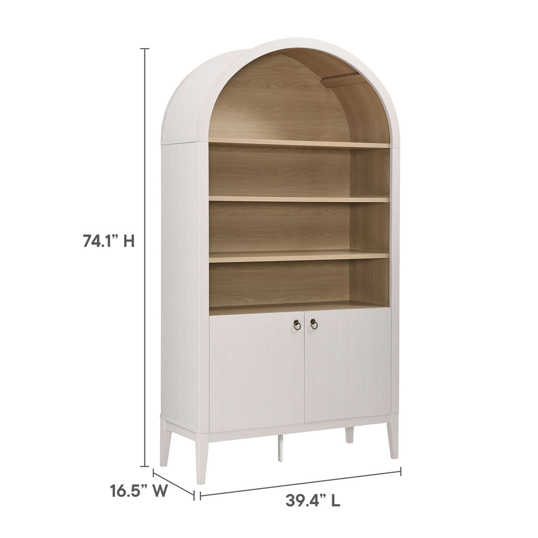 Nolan 74" Tall Wide Arched Shelving Display Cabinet Bookshelf