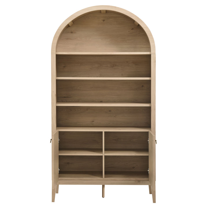 Nolan 74" Tall Wide Arched Shelving Display Cabinet Bookshelf