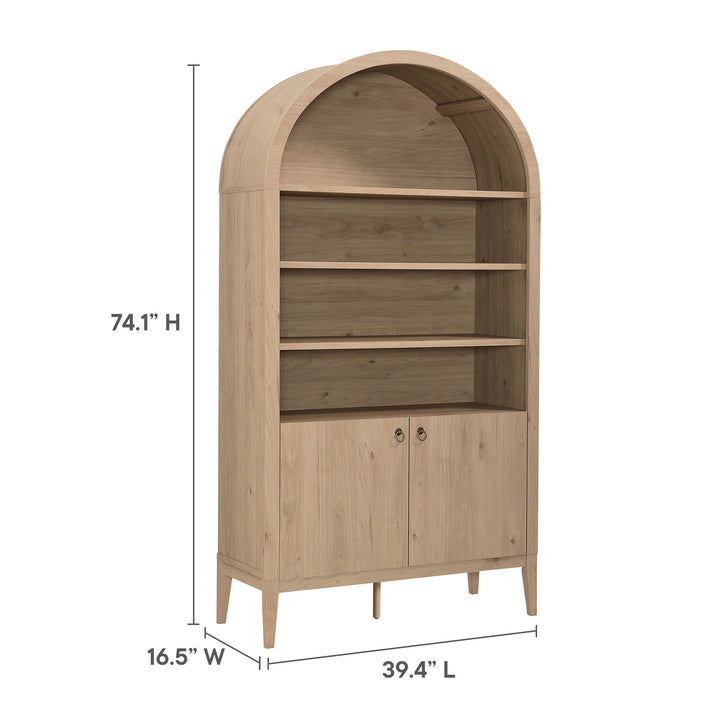 Nolan 74" Tall Wide Arched Shelving Display Cabinet Bookshelf