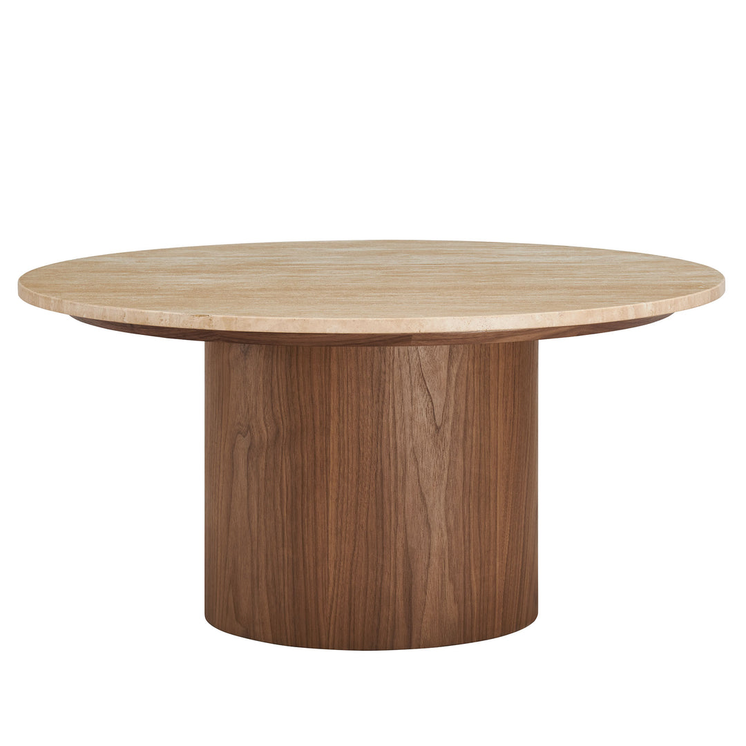 Kalinda Round Travertine Coffee Table