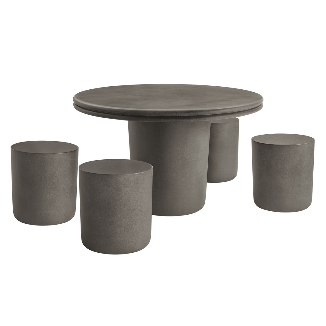 Bristol Indoor - Outdoor Patio Concrete 5 Piece Dining Table Set