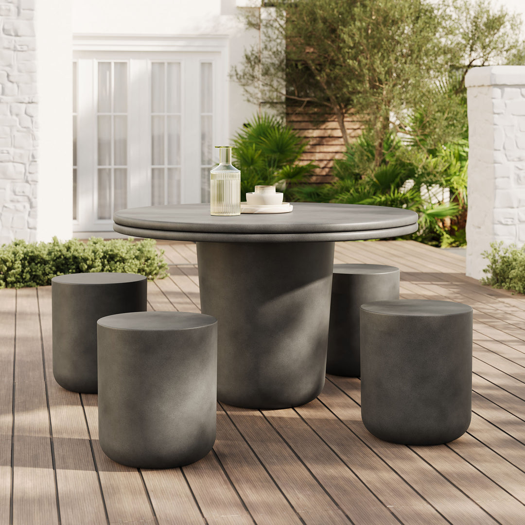 Bristol Indoor - Outdoor Patio Concrete 5 Piece Dining Table Set