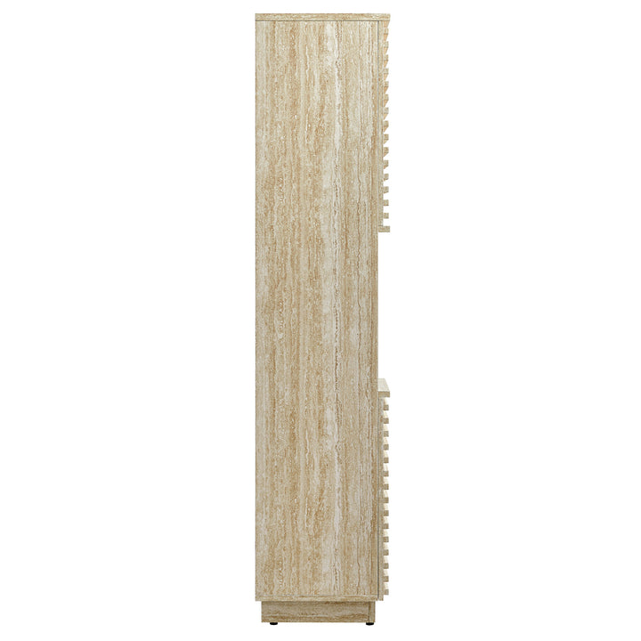 Tall Narrow Travertine Textured Towel Tower