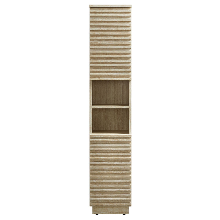 Tall Narrow Travertine Textured Towel Tower