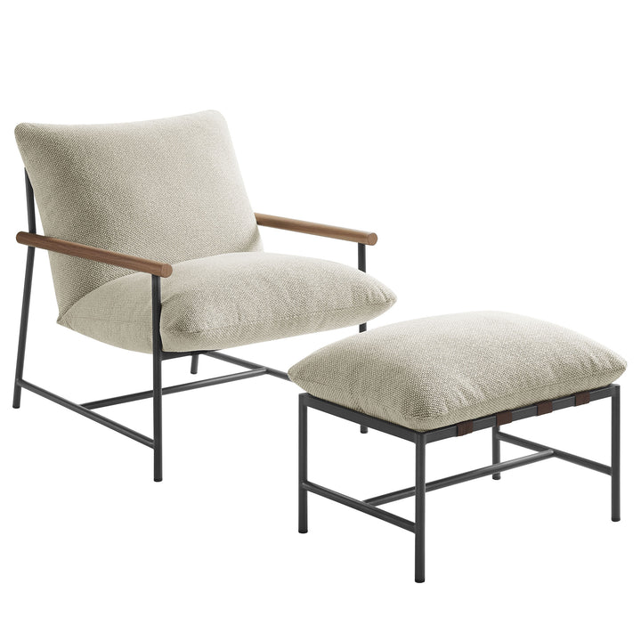 Riviera Outdoor Patio Boucle Lounger and Ottoman