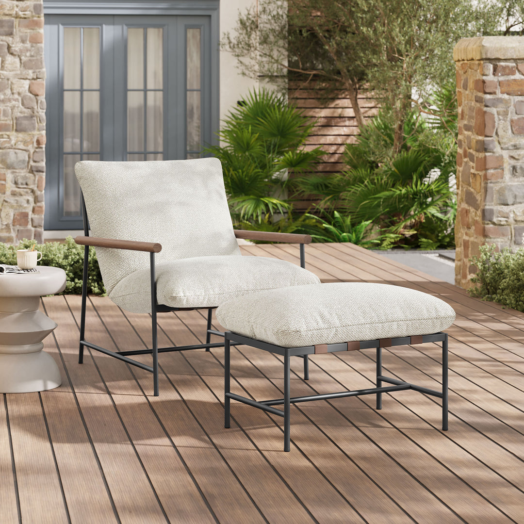 Riviera Outdoor Patio Boucle Lounger and Ottoman