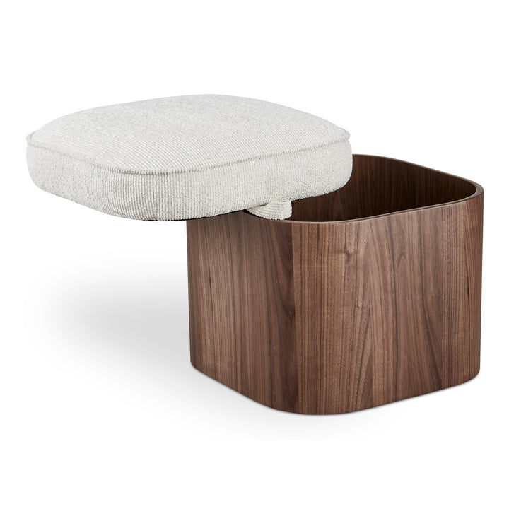 Sophisticated Walnut-Veneer Swivel Stool with Hidden Storage