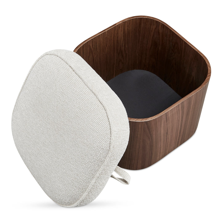 Sophisticated Walnut-Veneer Swivel Stool with Hidden Storage