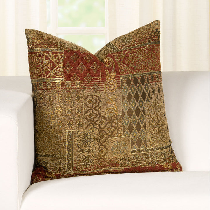 Empress Patchwork Rayon/Viscose Reversible Throw Pillow