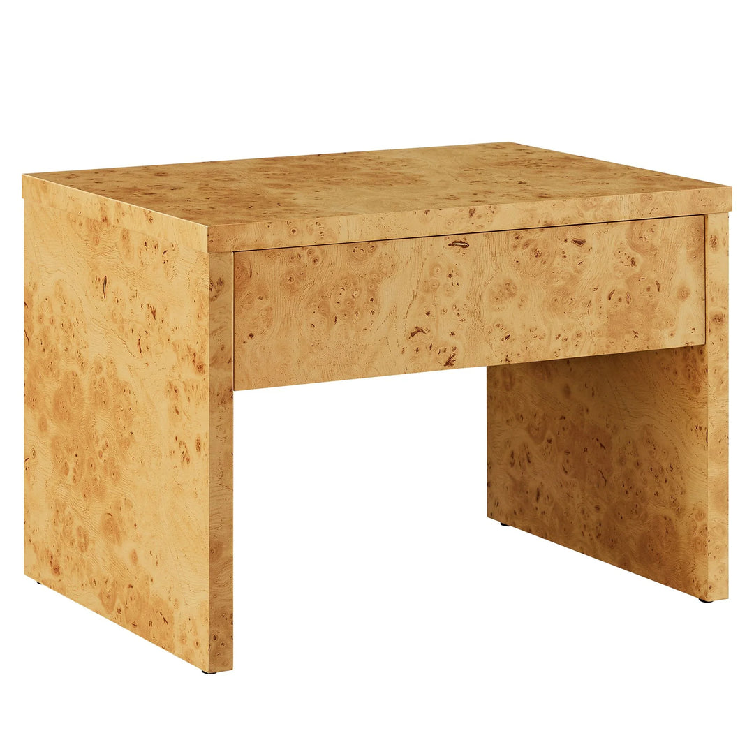 Huxley 1-Drawer Burl Wood Nightstand