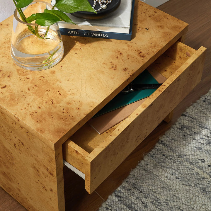 Huxley 1-Drawer Burl Wood Nightstand