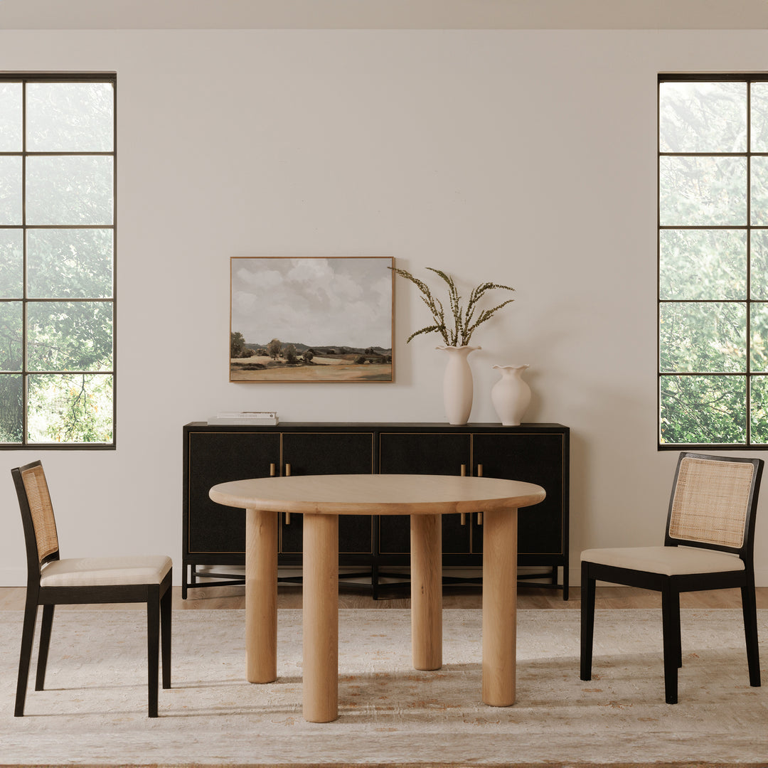 Eco-Chic Round Dining Table with Oak Finish