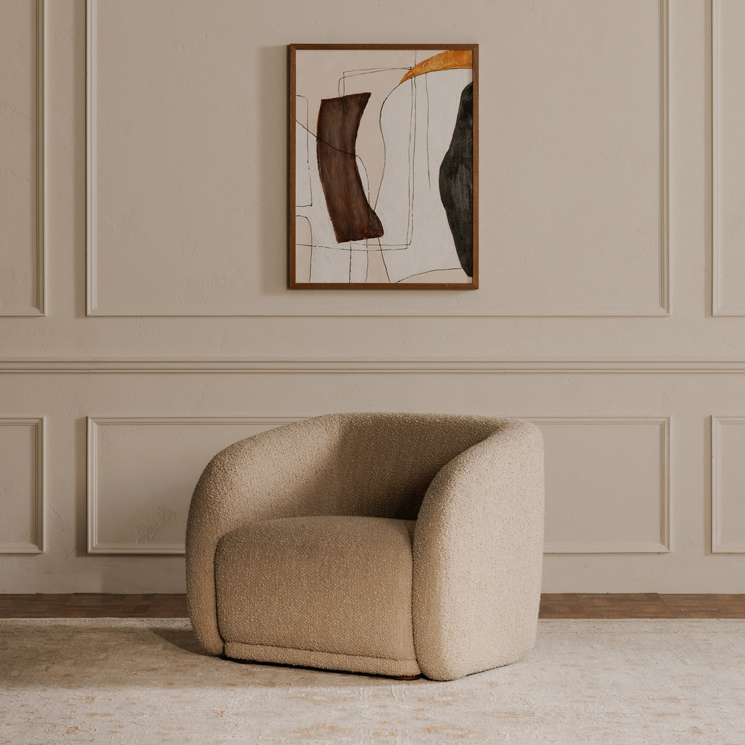 Elegant Contour Sit-Spot Chair in Tan Faux Mohair