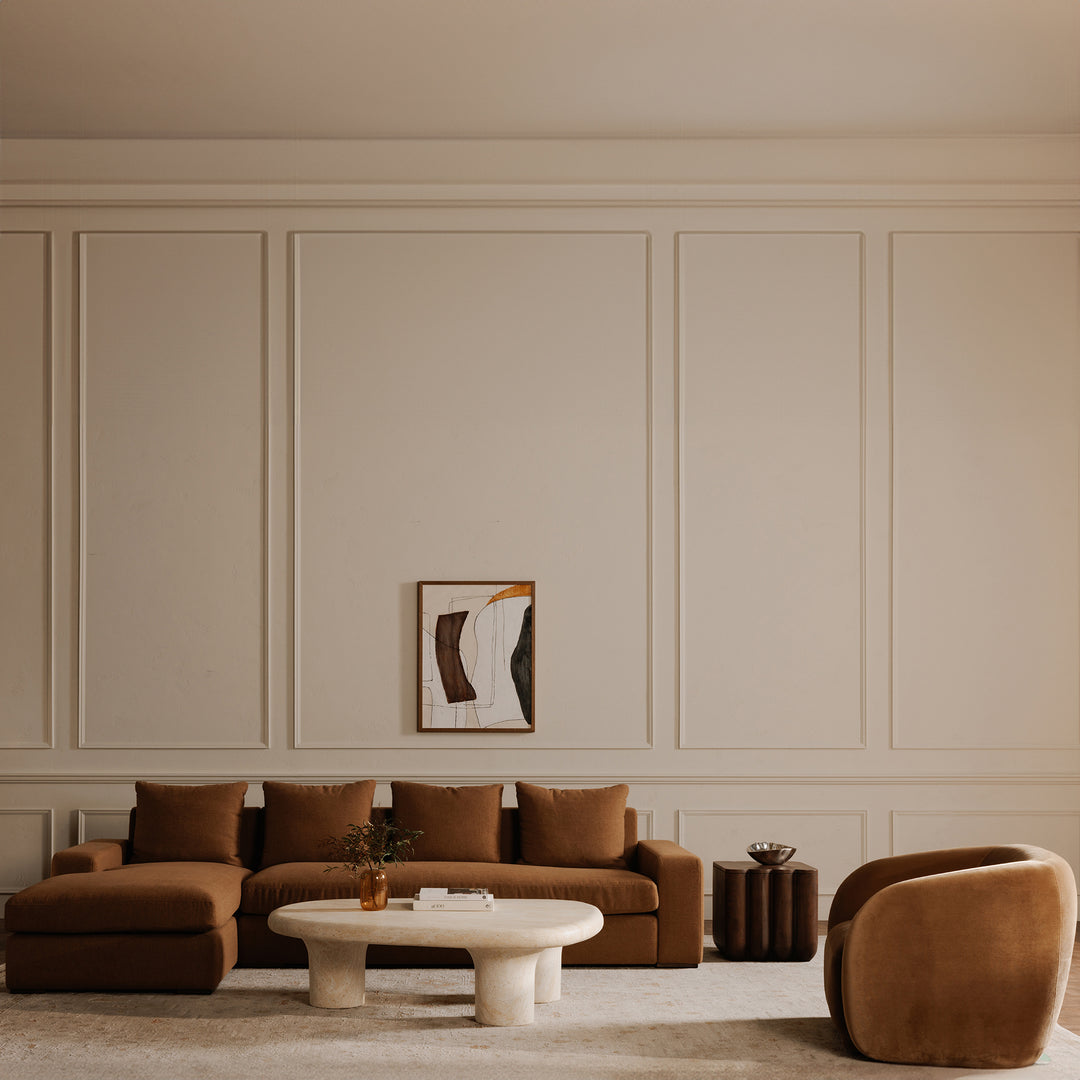 Elegant Contour Sit-Spot Chair in Tan Faux Mohair