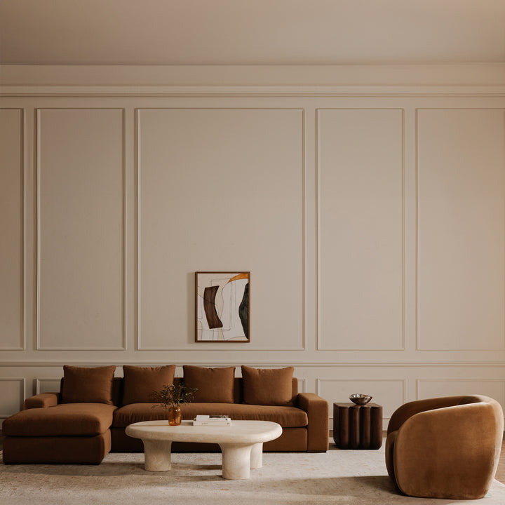 Elegant Contour Sit-Spot Chair in Tan Faux Mohair