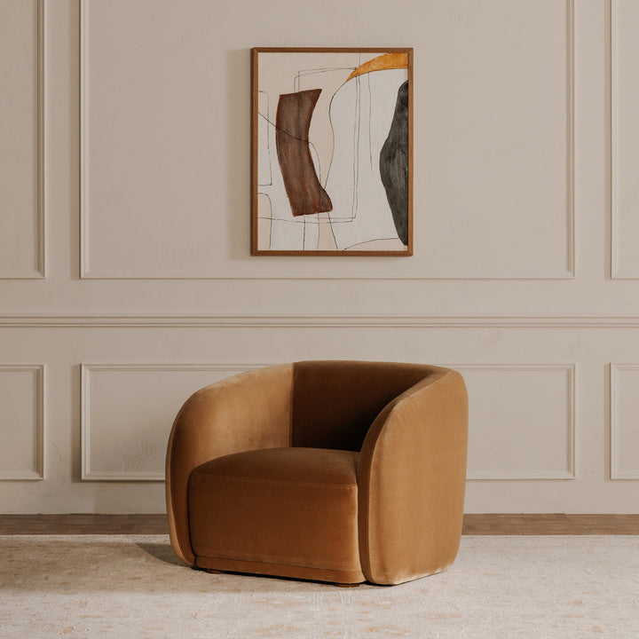 Elegant Contour Sit-Spot Chair in Tan Faux Mohair