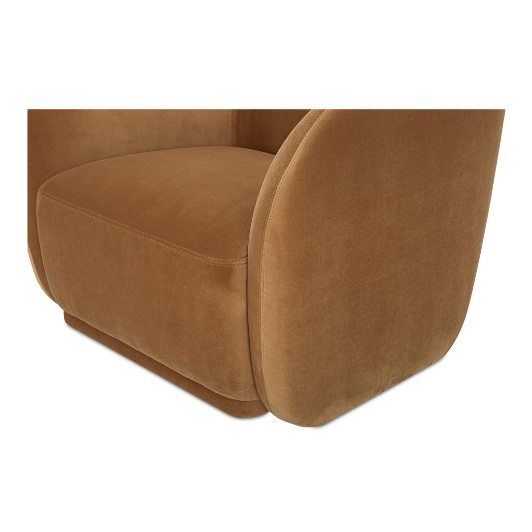 Elegant Contour Sit-Spot Chair in Tan Faux Mohair
