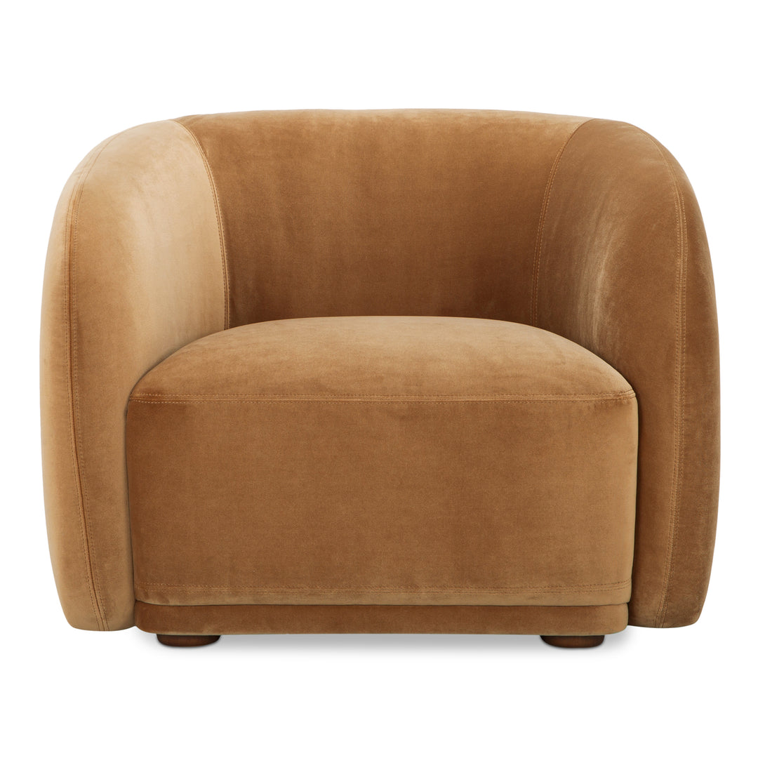 Elegant Contour Sit-Spot Chair in Tan Faux Mohair