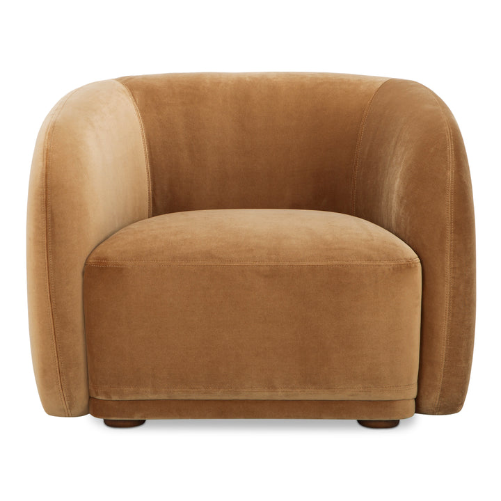 Elegant Contour Sit-Spot Chair in Tan Faux Mohair