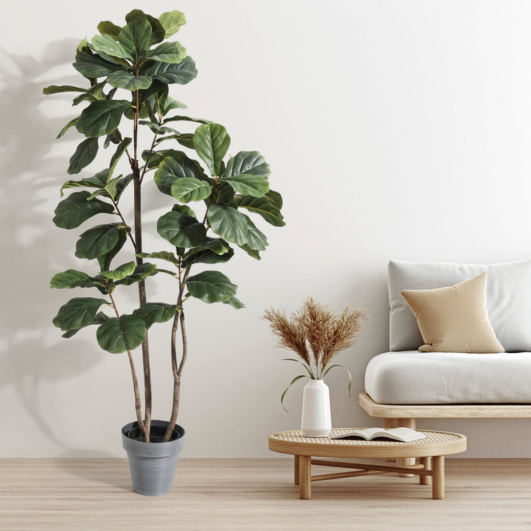 Faux Fiddle Leaf Fig Tree in Black Pot Indoor for Home Office Decor