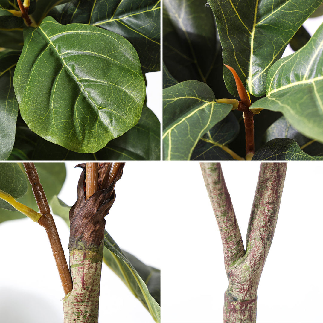 Faux Fiddle Leaf Fig Tree in Black Pot Indoor for Home Office Decor