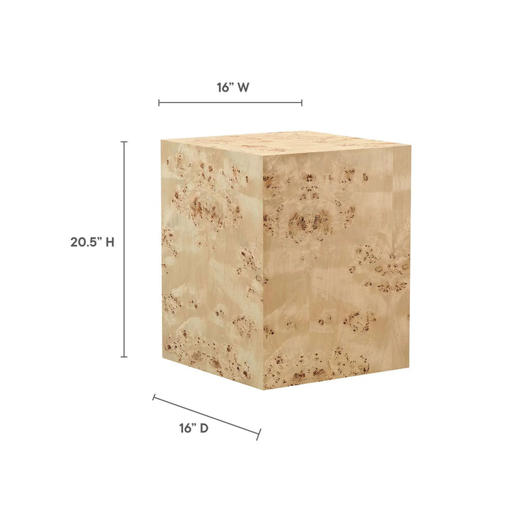 Burlin Square Side Table Natural Burl