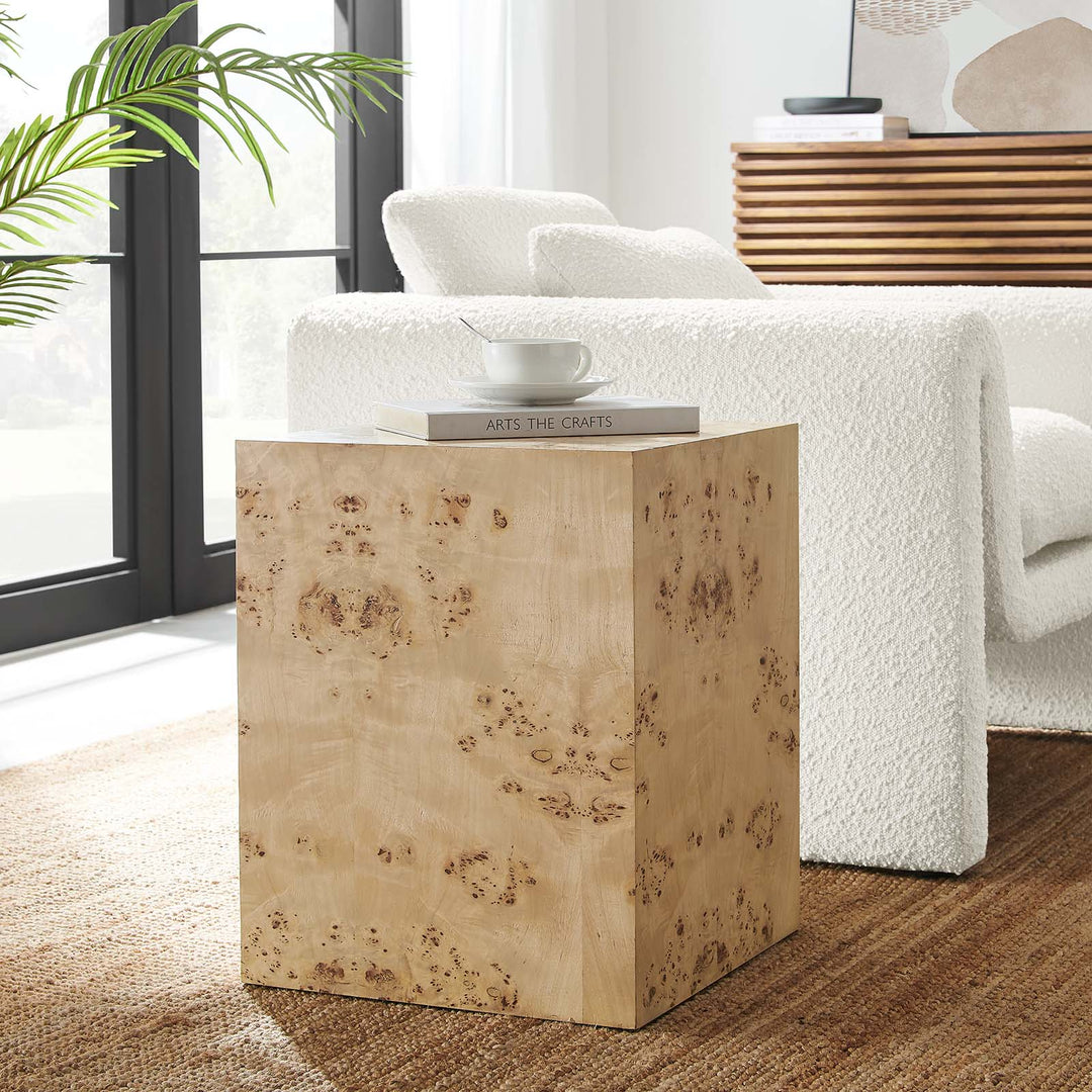 Burlin Square Side Table Natural Burl