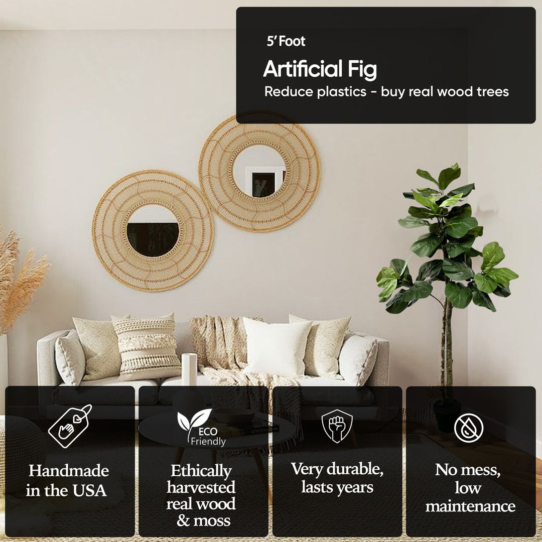 Hand-Made Primrue Artificial Fiddle Leaf Fig Tree