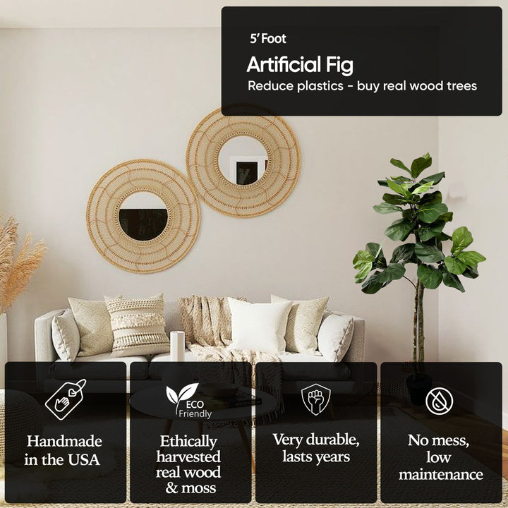 Hand-Made Primrue Artificial Fiddle Leaf Fig Tree