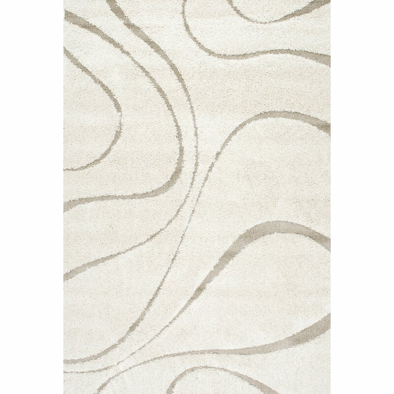 Helgeson Abstract Shag Cream Area Rug-6'x4'