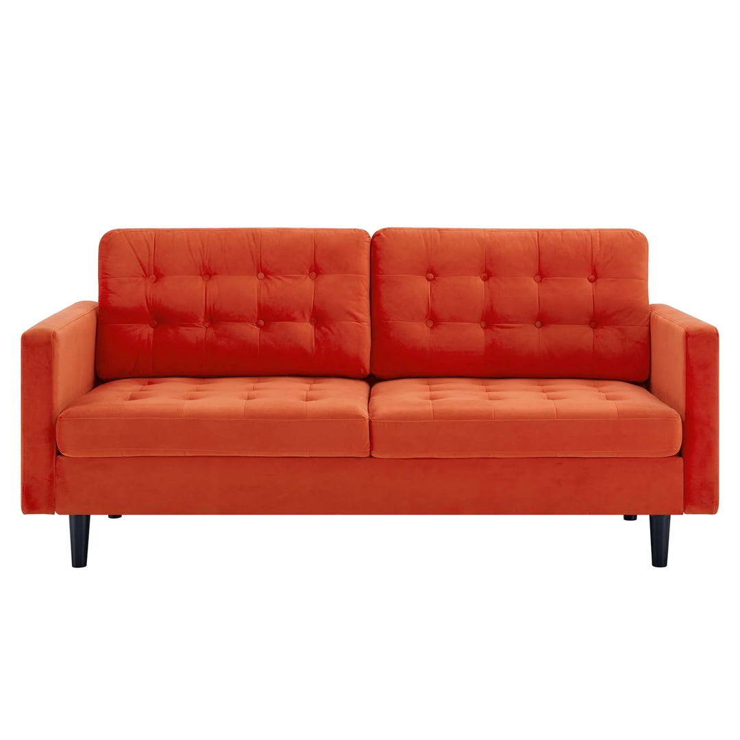 Dane Tufted Performance Velvet Sofa - Orange