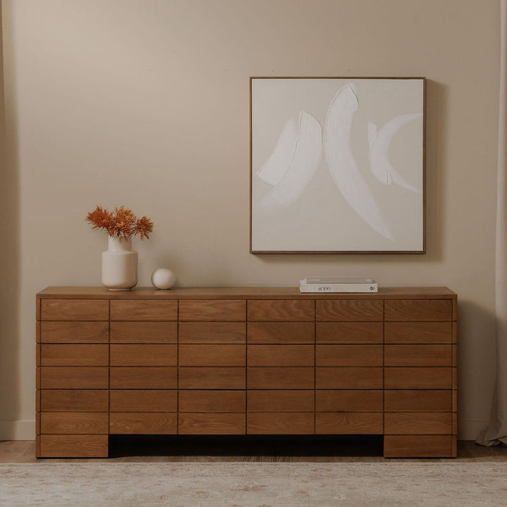 Modern Oak Six-Drawer Storage Solution