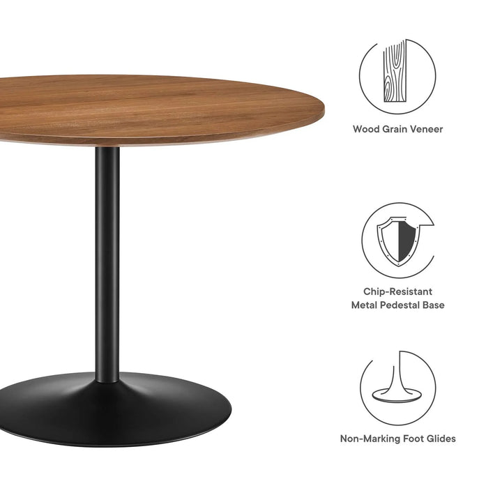 Oakwood Pedestal Dining Table - Black Walnut