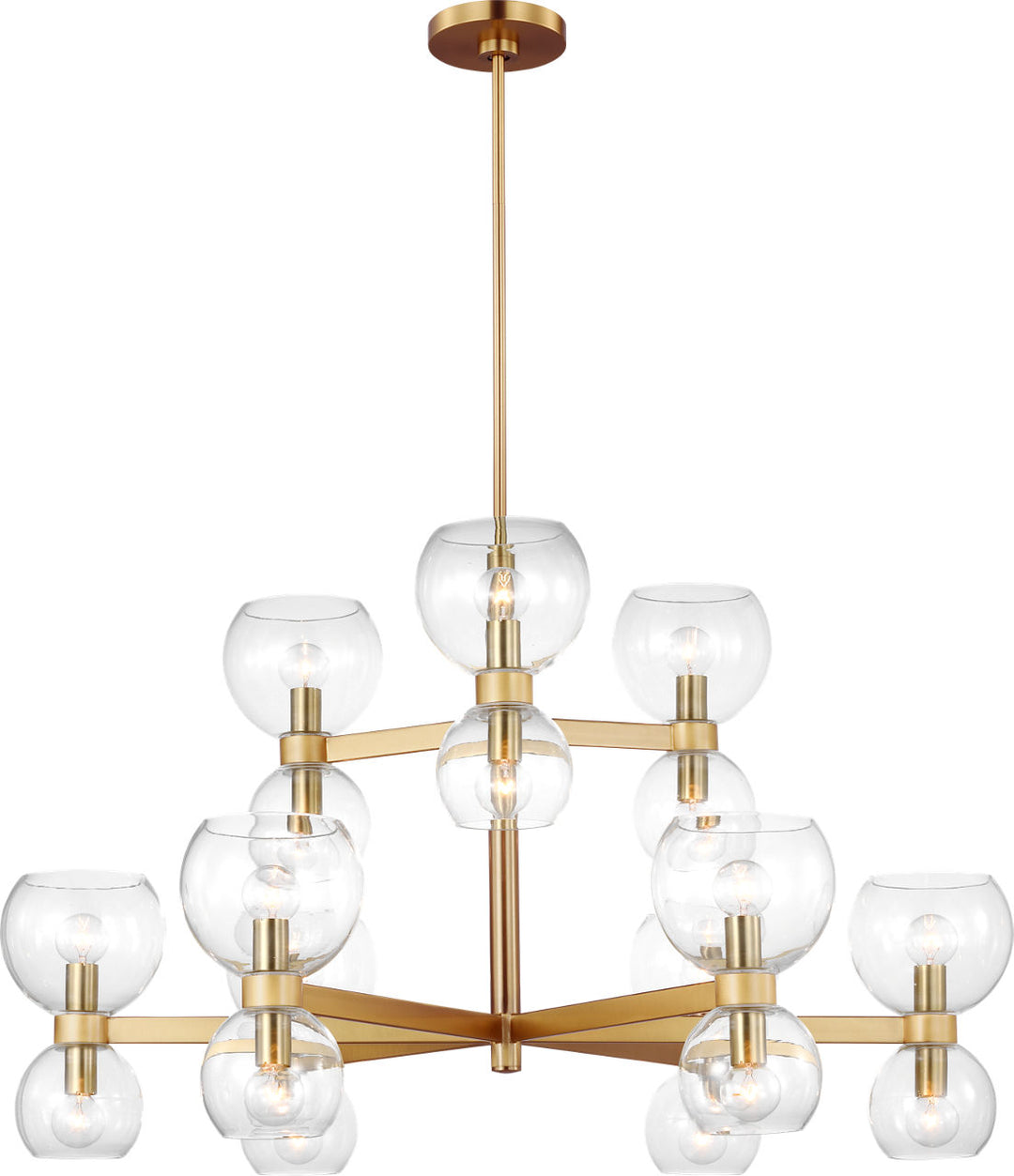 Londyn Medium Chandelier Burnished Brass with Clear Glass
