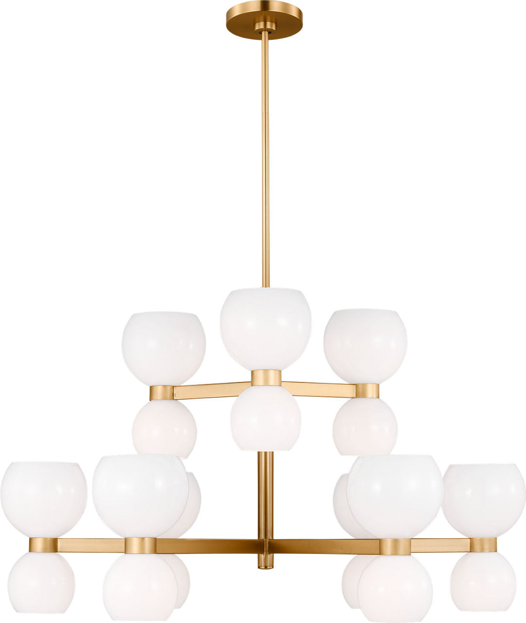 Londyn Medium Chandelier Burnished Brass with Milk White Glass