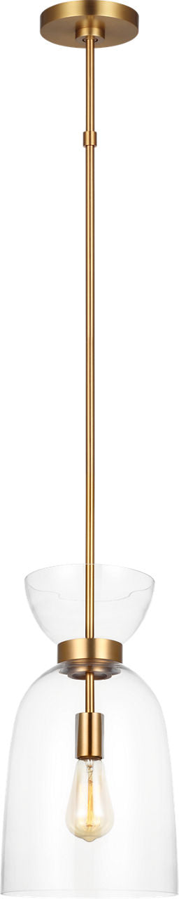Londyn Tall Pendant Burnished Brass with Clear Glass