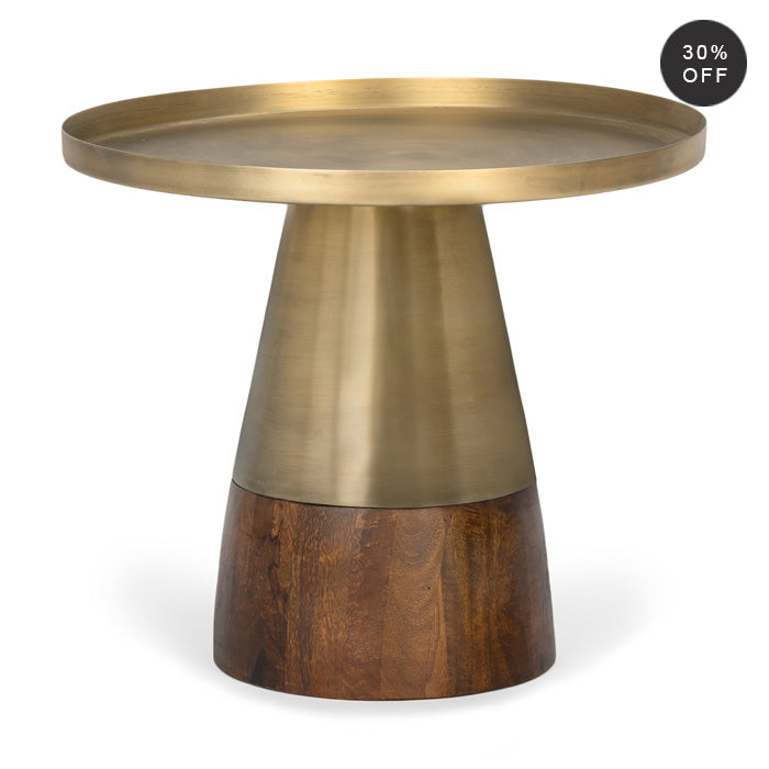 Vintique Mixed-Material Brass & Wood Coffee Table
