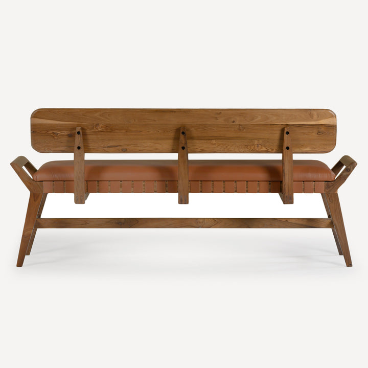 Eco-Chic Teak & Leather Artisan Bench